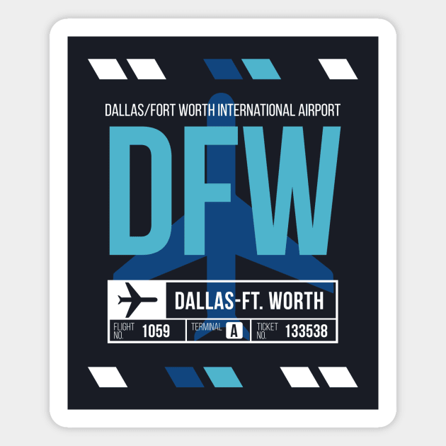 Dallas Ft Worth (DFW) Airport Code Baggage Tag Magnet by SLAG_Creative